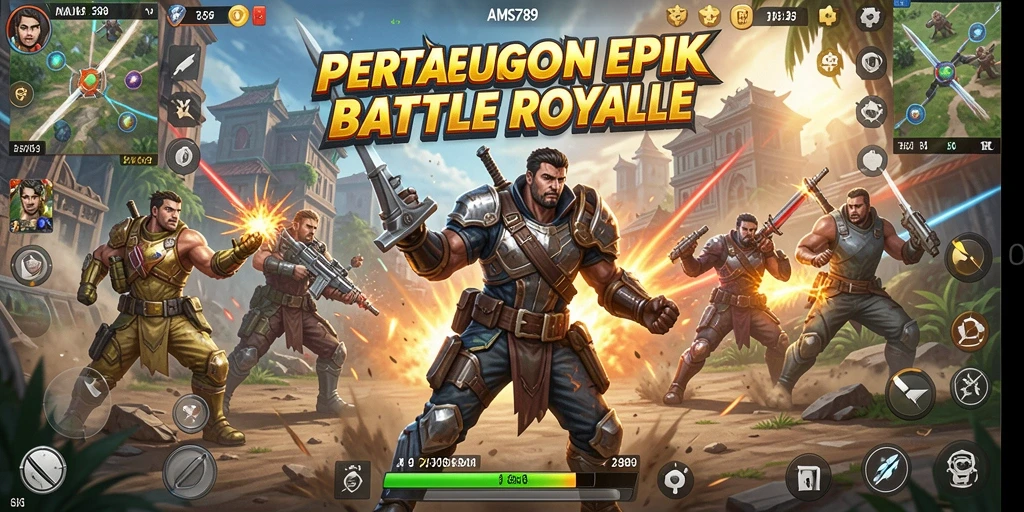 Tampilan gameplay seru di <strong>AMS789</strong> dengan aksi Battle Royale yang mendebarkan.