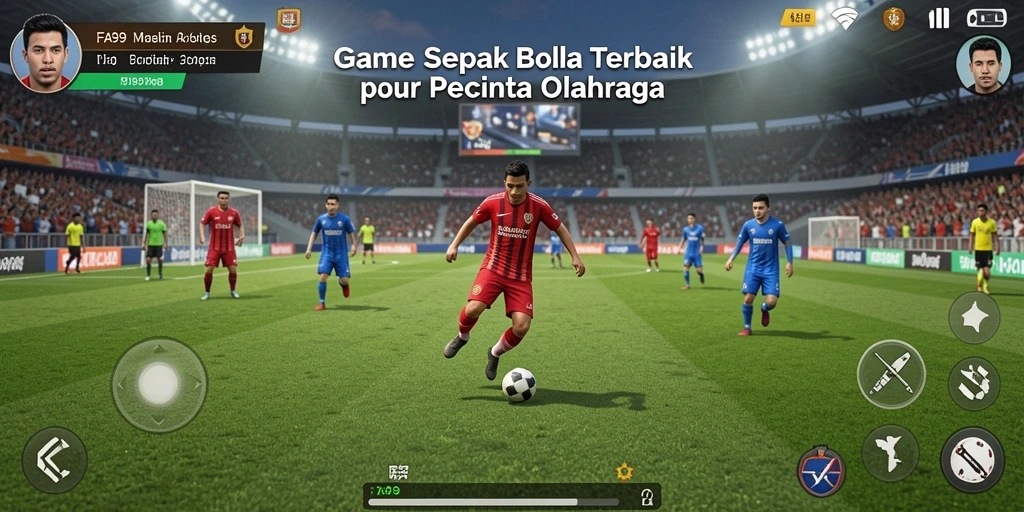 Tangkapan layar FA99 menunjukkan aksi pertandingan sepak bola yang mendebarkan.