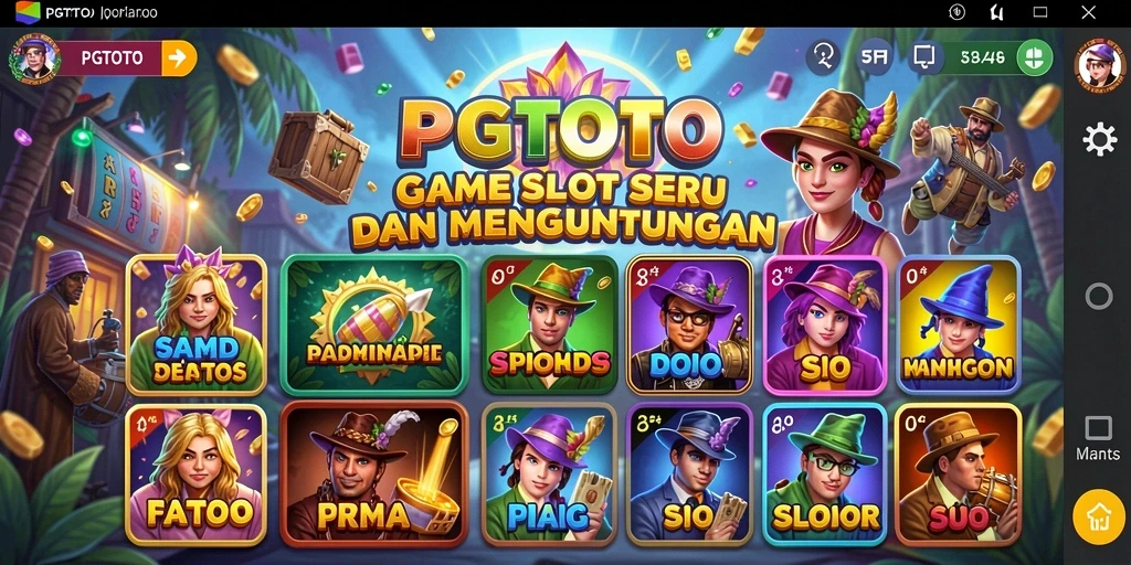 Screenshot PGTOTO menampilkan gameplay slot yang menarik dan berwarna-warni.