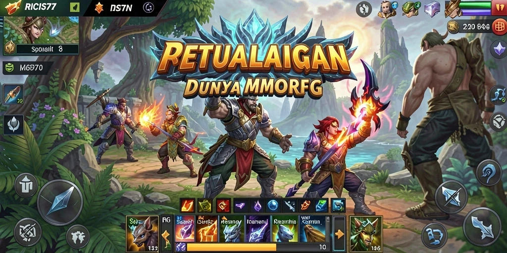 Screenshot gameplay RICIS77 menampilkan pertarungan seru dan dunia yang indah.