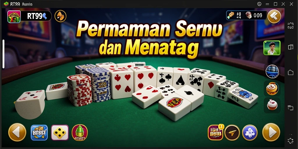 Screenshot menunjukkan pemain asyik bermain Domino dalam RT99.