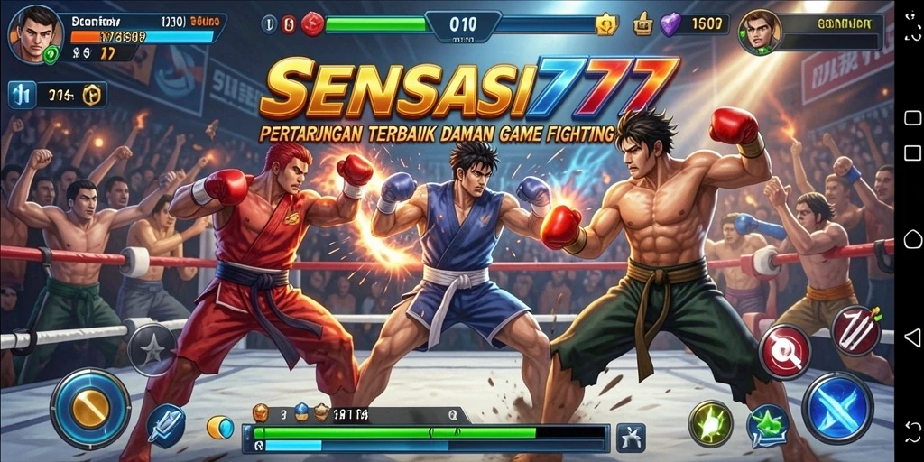 Tampilan gameplay SENSASI777 dengan aksi pertarungan yang mendebarkan.
