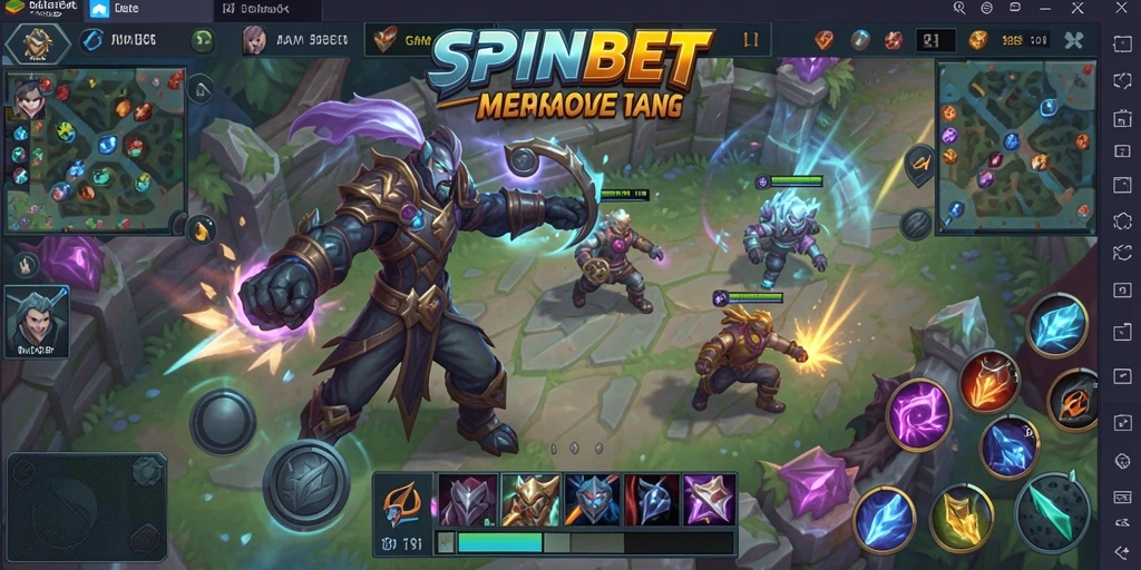 Screenshot SPINBET menampilkan aksi seru dalam permainan MOBA.
