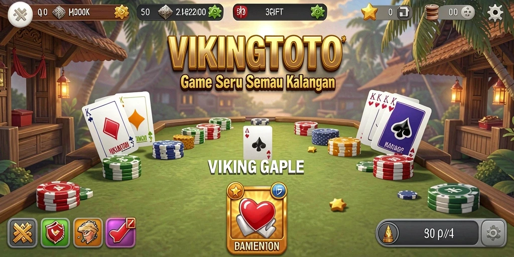 Tampilan gameplay seru VIKINGTOTO dalam permainan Gaple.