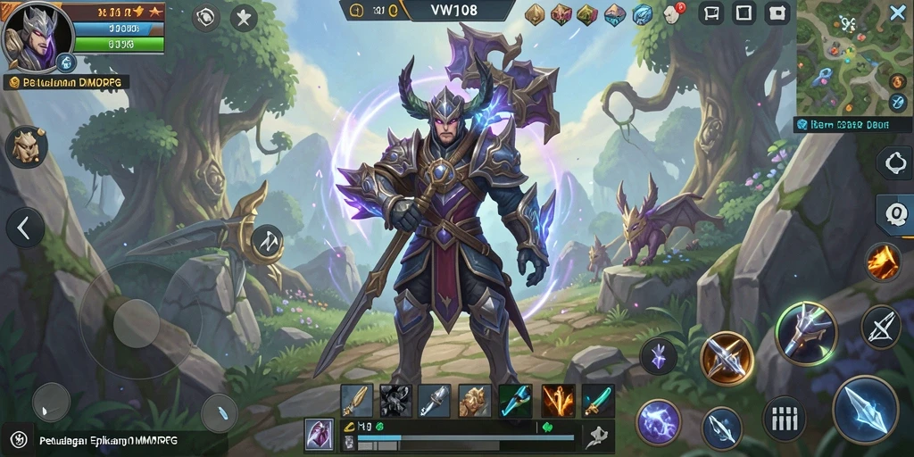 Tampilan menarik dari gameplay MMORPG VW108 penuh aksi.