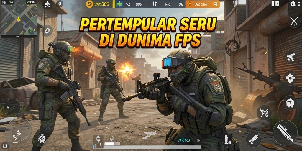 Tampilan menangkap aksi seru dalam gameplay FPS WK888.